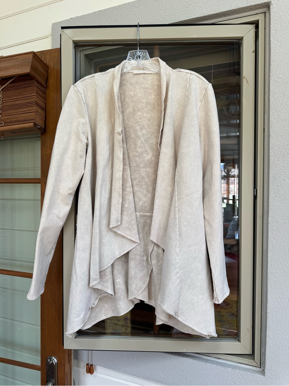 Women's Open-Front Draped Cardigan in Light Beige